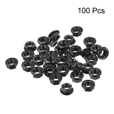 Harfington Uxcell Serrated Flange Hex Lock Nuts, Carbon Steel Black Oxide Finished Self-locking
