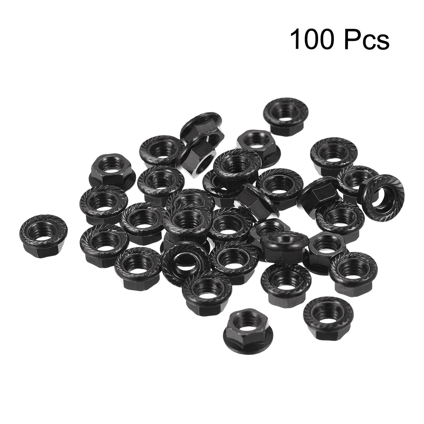 uxcell Uxcell Serrated Flange Hex Lock Nuts, Carbon Steel Black Oxide Finished Self-locking