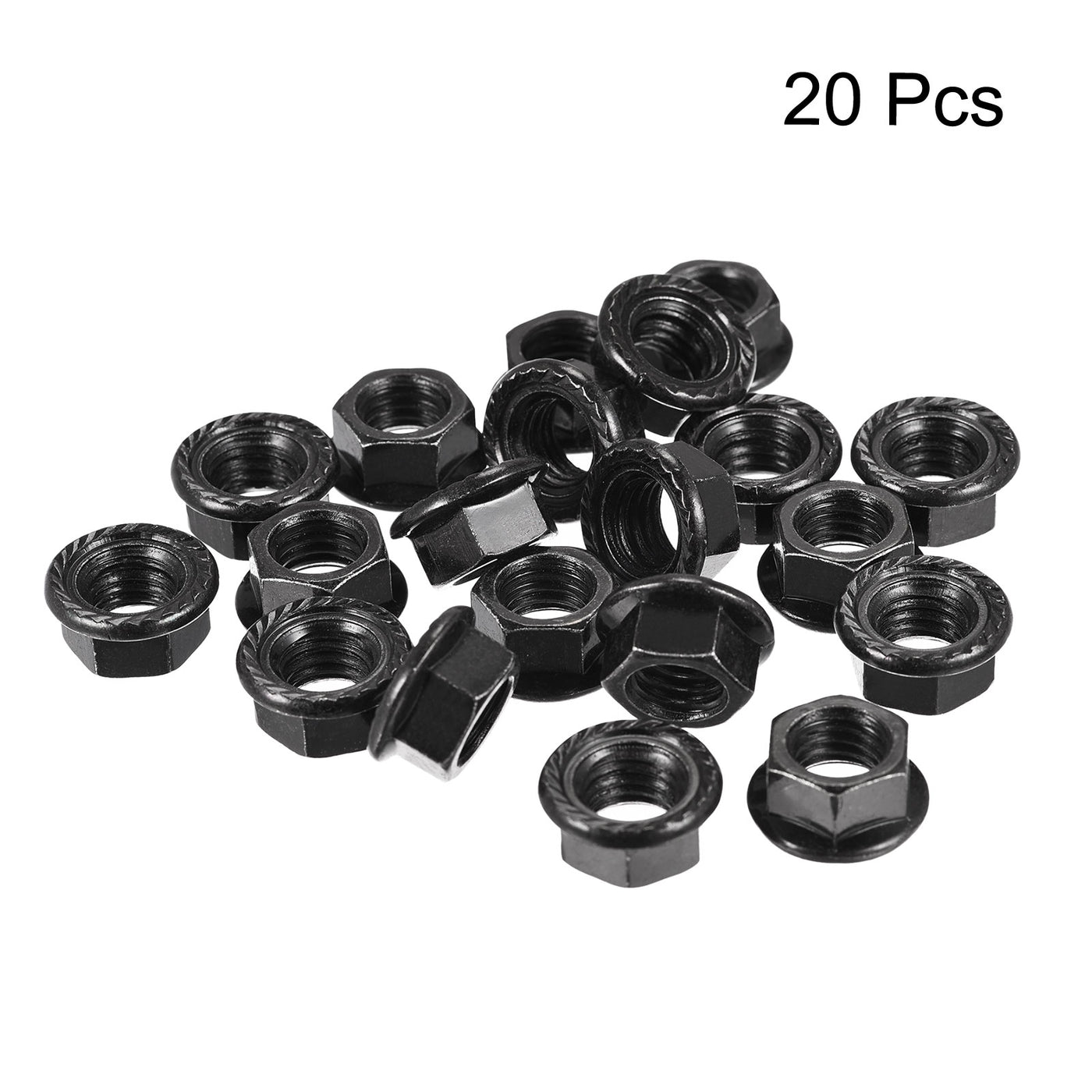 Uxcell Uxcell 20pcs M6 Serrated Flange Hex Lock Nuts Carbon Steel Black Oxide Finished