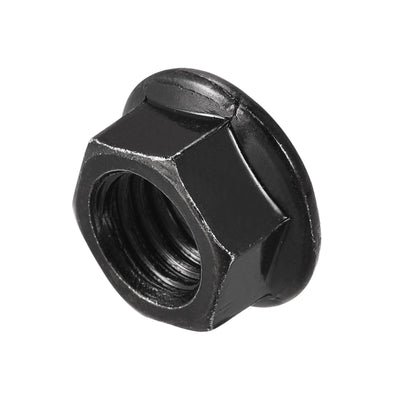 Harfington Uxcell Metric Serrated Flange Hex Lock Nuts, Carbon Steel Black Oxide Finished Self-locking