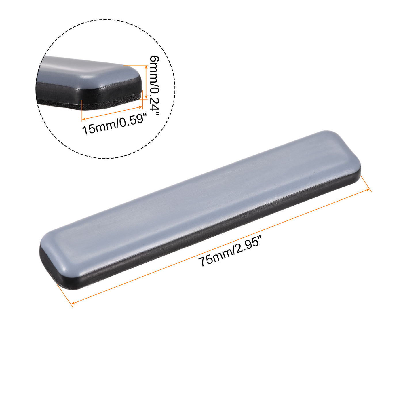uxcell Uxcell Rectangle PTFE Furniture Sliders Adhesive Self Stick for Tabletop