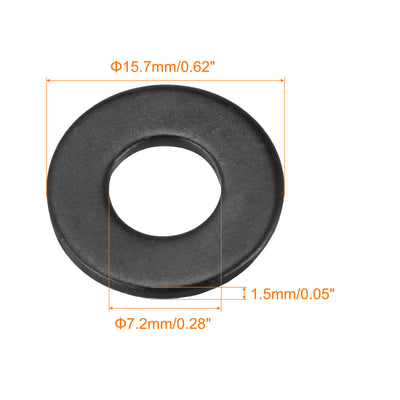 Harfington Uxcell 1/4-Inch Flat Washer, Alloy Steel Black Oxide Finish Pack of 100