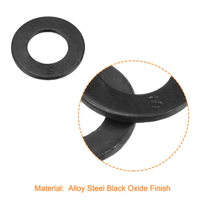 Harfington Uxcell 3/8-Inch Flat Washer, Alloy Steel Black Oxide Finish Pack of 50