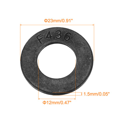 Harfington Uxcell 7/16-Inch Flat Washer, Alloy Steel Black Oxide Finish Pack of 50
