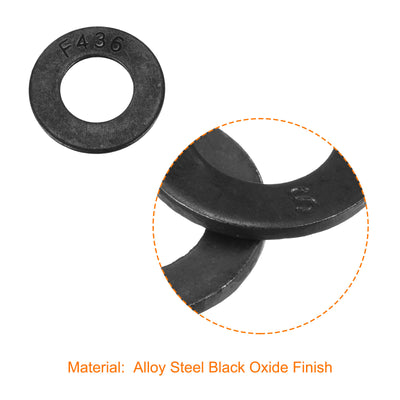 Harfington Uxcell 7/16-Inch Flat Washer, Alloy Steel Black Oxide Finish Pack of 50