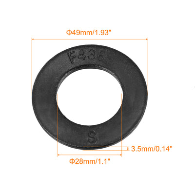 Harfington Uxcell 1-Inch Flat Washer, Alloy Steel Black Oxide Finish Pack of 10