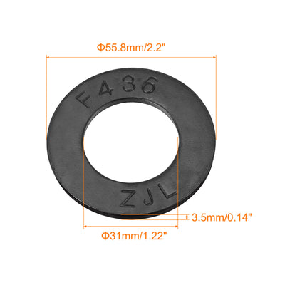 Harfington Uxcell 1-1/8-Inch Flat Washer, Alloy Steel Black Oxide Finish Pack of 10