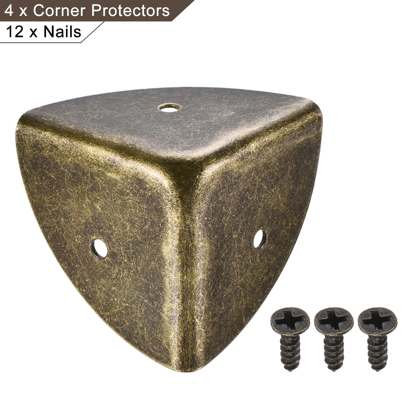 uxcell Uxcell 40x40x40mm Metal Box Corner Protectors Edge Guard Bronze Tone 4pcs