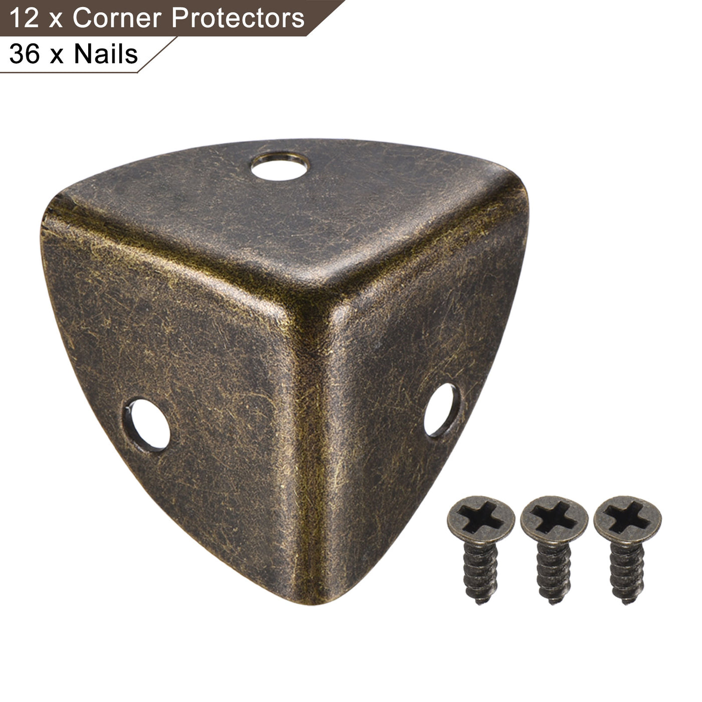 uxcell Uxcell 26x26x26mm Metal Box Corner Protectors Edge Guard Bronze Tone 12pcs