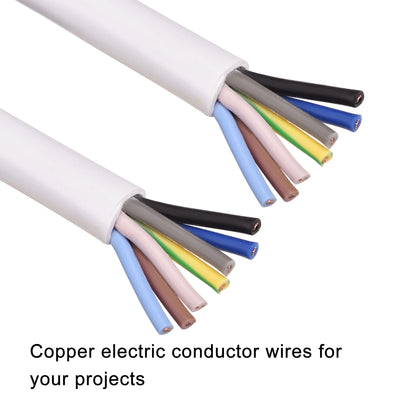 Harfington Extension Wire Power Cable Copper Conductor 7 Core 20 AWG 9.5ft White