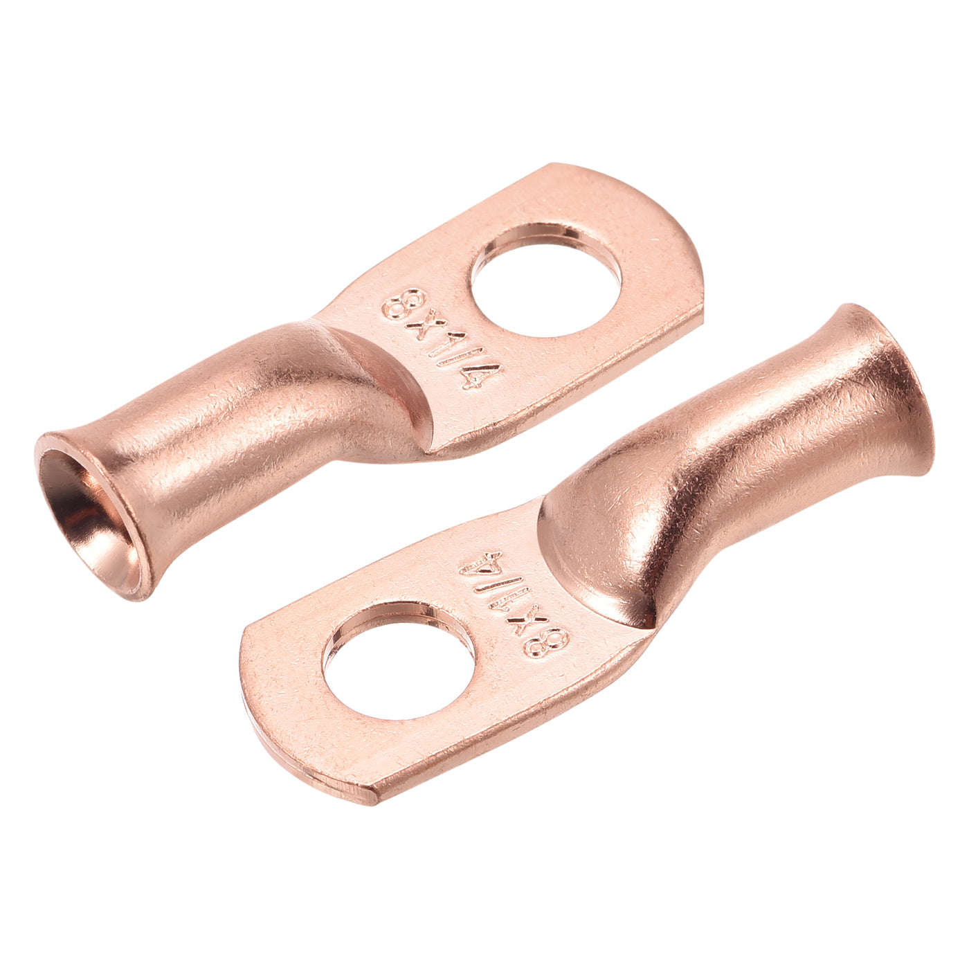 Harfington Battery Cable Ends 0.27 inch 8 AWG Ring Terminals Bare Copper Eyelet 10 Pcs