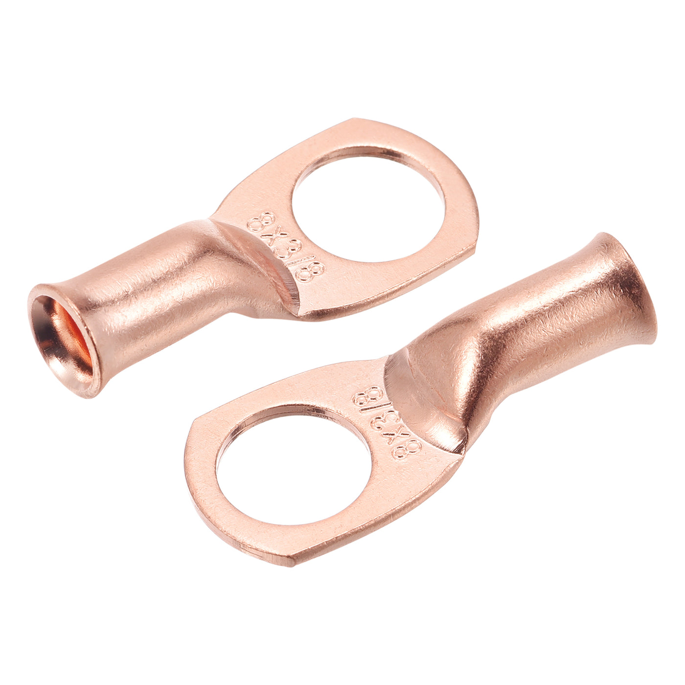 Harfington Battery Cable Ends 0.41 inch 8 AWG Ring Terminals Bare Copper Eyelet 10 Pcs