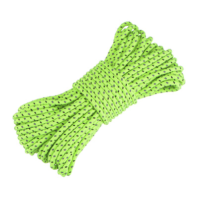 Harfington Tent Rope 2.5mm 32.81ft Polyester Cord Fluorescent Reflective Green for Outdoor Camping Canopy