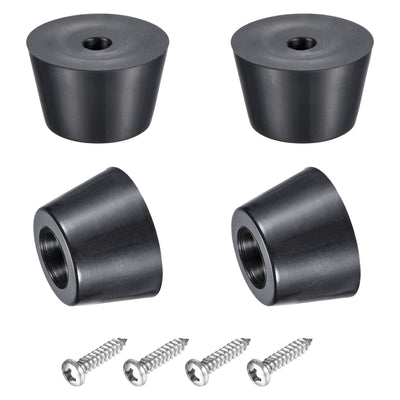 Harfington Uxcell Rubber Bumper Feet, 0.51" H x 0.83" W Round Pads with Stainless Steel Washer and Screws for Furniture, Appliances, Electronics 4 Pcs