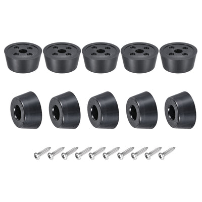 Harfington Uxcell Rubber Bumper Feet, 0.39" H x 0.87" W Round Pads with Stainless Steel Washer and Screws for Furniture, Appliances, Electronics 10 Pcs