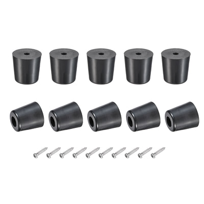 Harfington Uxcell Rubber Bumper Feet, 0.87" H x 0.87" W Round Pads with Stainless Steel Washer and Screws for Furniture, Appliances, Electronics 10 Pcs