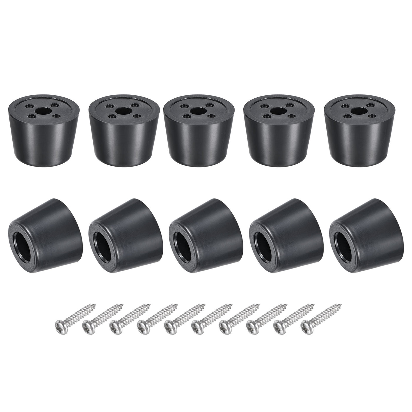 uxcell Uxcell Rubber Bumper Feet, 0.63" H x 0.91" W Round Pads with Stainless Steel Washer and Screws for Furniture, Appliances, Electronics 10 Pcs