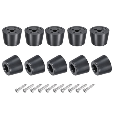 Harfington Uxcell Rubber Bumper Feet, 0.63" H x 0.91" W Round Pads with Stainless Steel Washer and Screws for Furniture, Appliances, Electronics 10 Pcs