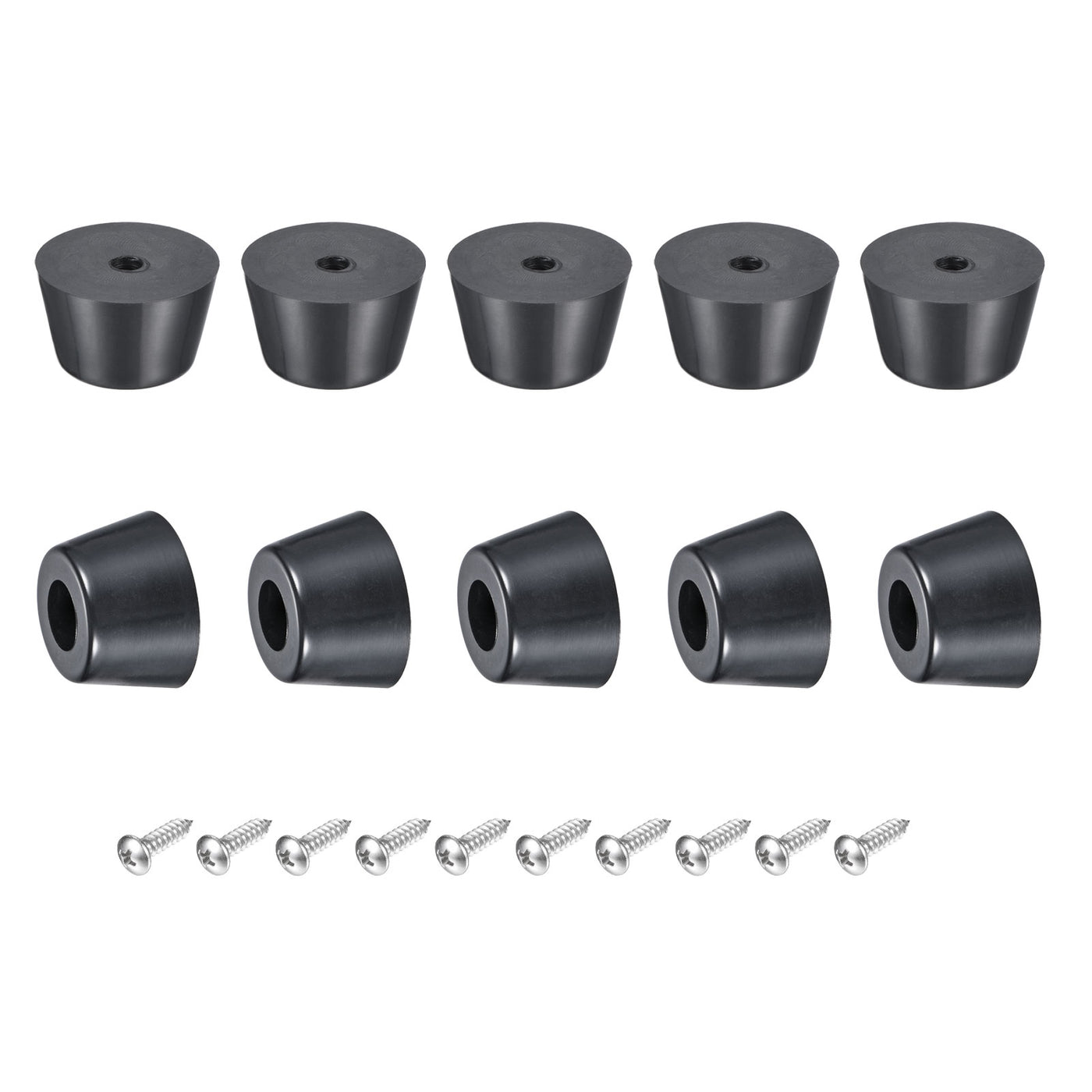 uxcell Uxcell Rubber Bumper Feet, 0.59" H x 0.98" W Round Pads with Stainless Steel Washer and Screws for Furniture, Appliances, Electronics 24 Pcs