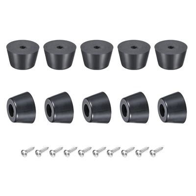 Harfington Uxcell Rubber Bumper Feet, 0.59" H x 0.98" W Round Pads with Stainless Steel Washer and Screws for Furniture, Appliances, Electronics 24 Pcs