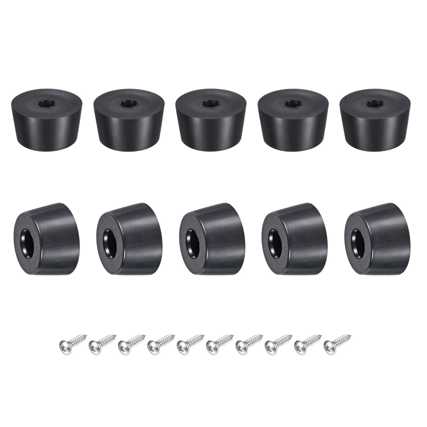 uxcell Uxcell Rubber Bumper Feet, 0.51" H x 0.98" W Round Pads with Stainless Steel Washer and Screws for Furniture, Appliances, Electronics 10 Pcs