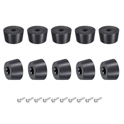 Harfington Uxcell Rubber Bumper Feet, 0.51" H x 0.98" W Round Pads with Stainless Steel Washer and Screws for Furniture, Appliances, Electronics 10 Pcs