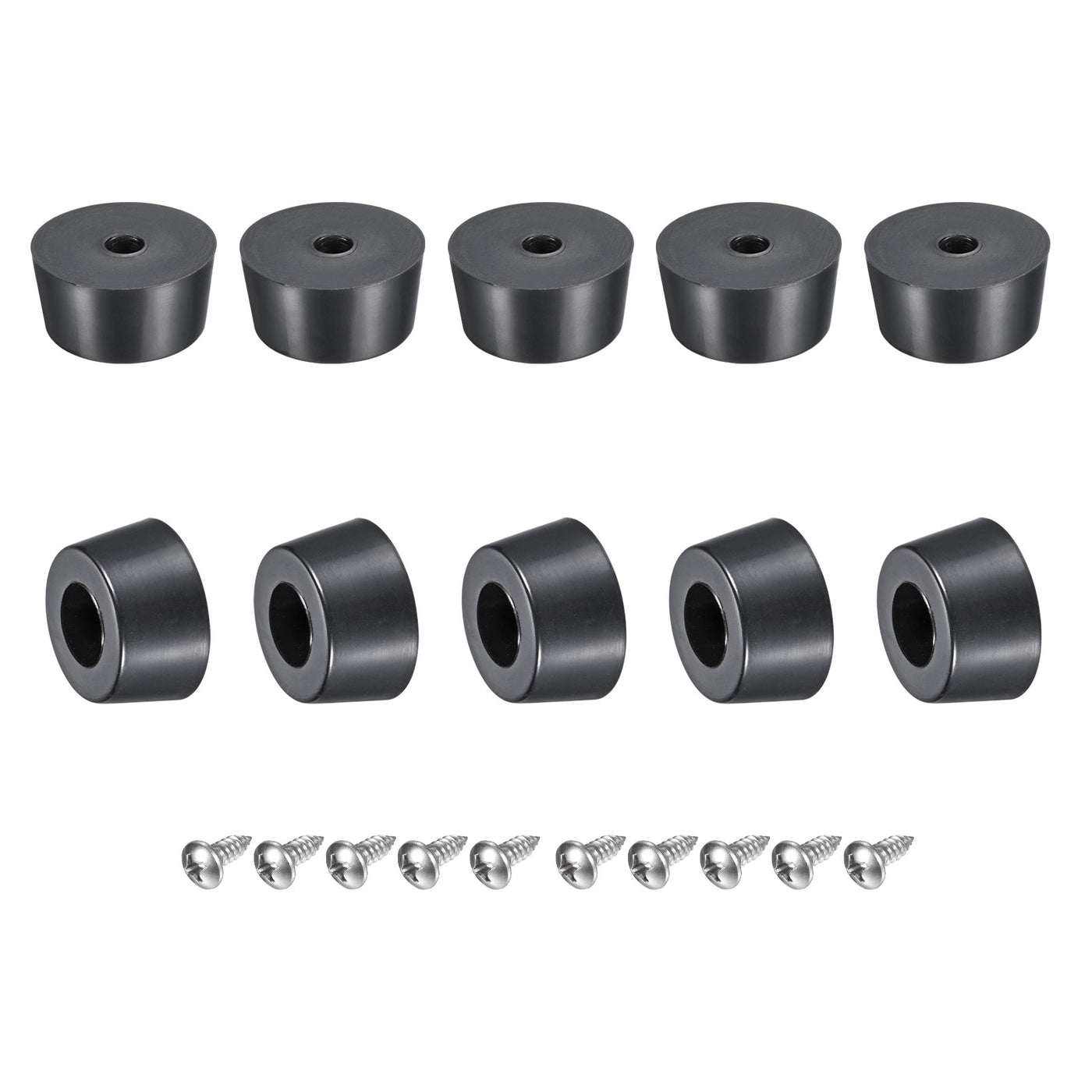uxcell Uxcell Rubber Bumper Feet, 0.47" H x 0.98" W Round Pads with Stainless Steel Washer and Screws for Furniture, Appliances, Electronics 16 Pcs
