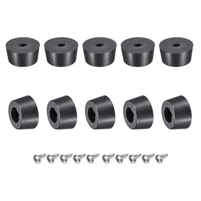 Harfington Uxcell Rubber Bumper Feet, 0.47" H x 0.98" W Round Pads with Stainless Steel Washer and Screws for Furniture, Appliances, Electronics 16 Pcs