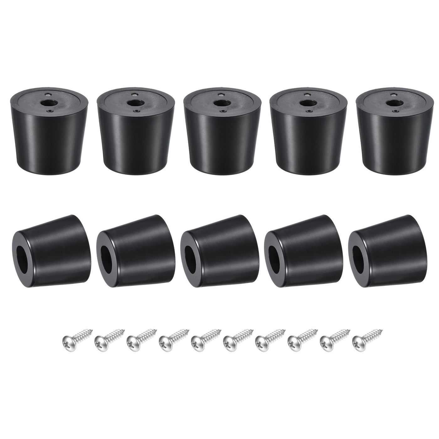 uxcell Uxcell Rubber Bumper Feet, 0.79" H x 0.98" W Round Pads with Stainless Steel Washer and Screws for Furniture, Appliances, Electronics 16 Pcs