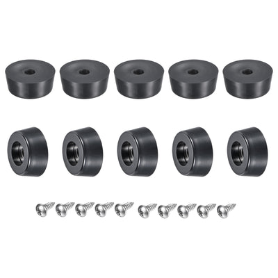 Harfington Uxcell Rubber Bumper Feet, 0.39" H x 0.98" W Round Pads with Stainless Steel Washer and Screws for Furniture, Appliances, Electronics 16 Pcs