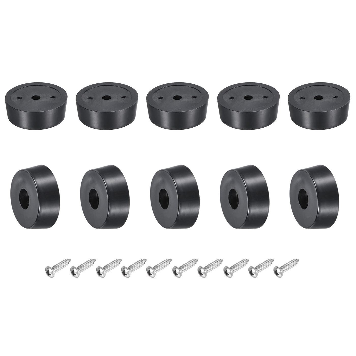 uxcell Uxcell Rubber Bumper Feet, 0.35" H x 0.98" W Round Pads with Stainless Steel Washer and Screws for Furniture, Appliances, Electronics 16 Pcs