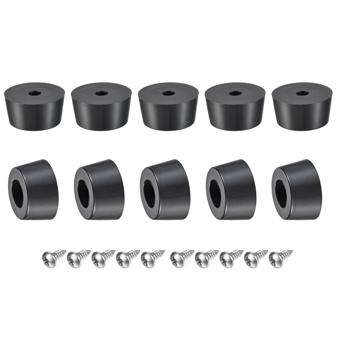uxcell Uxcell Rubber Bumper Feet, 0.51" H x 1.02" W Round Pads with Stainless Steel Washer and Screws for Furniture, Appliances, Electronics 10 Pcs