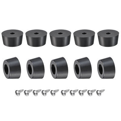 Harfington Uxcell Rubber Bumper Feet, 0.51" H x 1.02" W Round Pads with Stainless Steel Washer and Screws for Furniture, Appliances, Electronics 10 Pcs