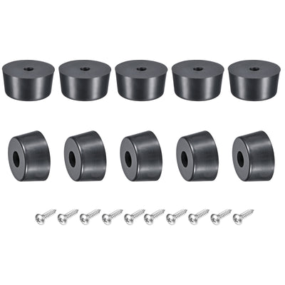 Harfington Uxcell Rubber Bumper Feet, 0.55" H x 1.1" W Round Pads with Stainless Steel Washer and Screws for Furniture, Appliances, Electronics 12 Pcs