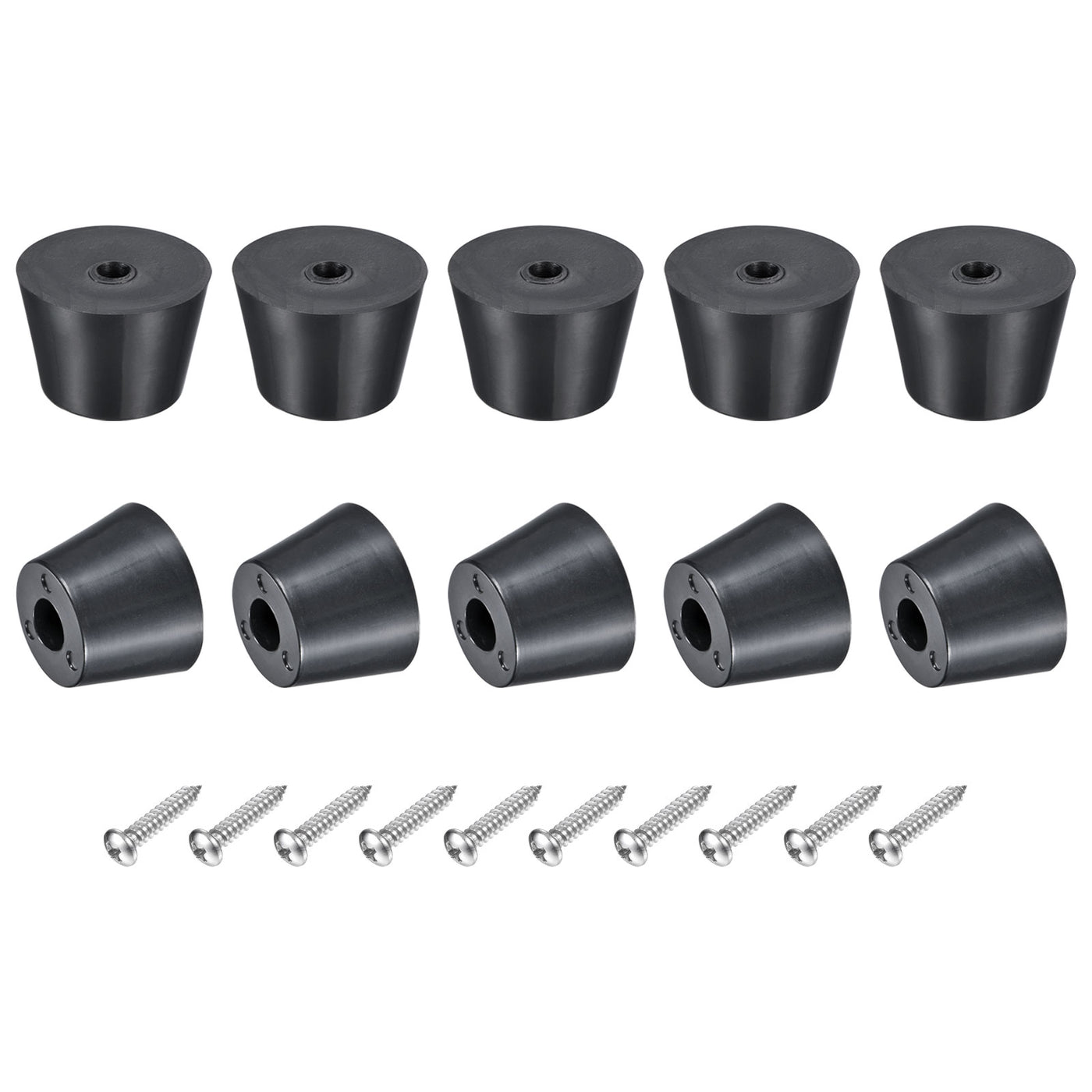 uxcell Uxcell Rubber Bumper Feet, 0.79" H x 1.14" W Round Pads with Stainless Steel Washer and Screws for Furniture, Appliances, Electronics 20 Pcs