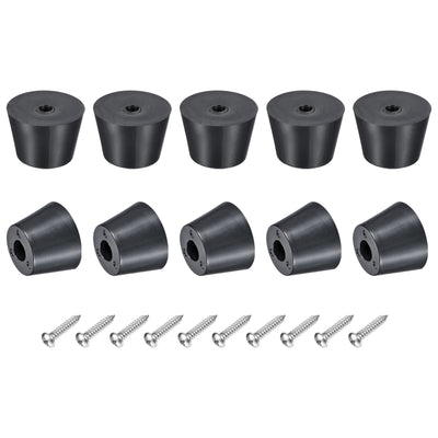 Harfington Uxcell Rubber Bumper Feet, 0.79" H x 1.14" W Round Pads with Stainless Steel Washer and Screws for Furniture, Appliances, Electronics 20 Pcs
