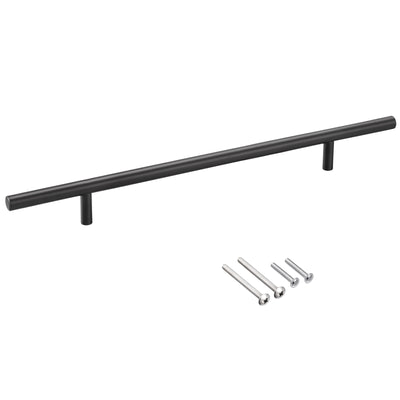 Harfington Uxcell T Bar Pull Handle, 12"(300mm) Length 10mm Dia Stainless Steel Cabinet Pulls 7.6"(192mm) Hole Center Distance, Black