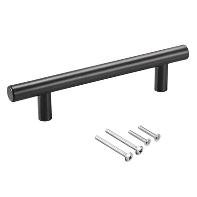Harfington Uxcell T Bar Pull Handle, 6"(150mm) Length 12mm Dia Stainless Steel Cabinet Pulls 3.8"(96mm) Hole Center Distance, Black, 6pcs