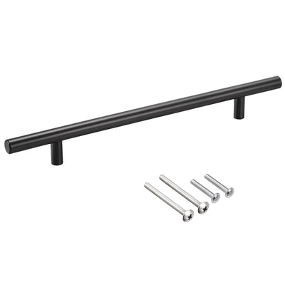 Harfington Uxcell T Bar Pull Handle, 10"(250mm) Length 12mm Dia Stainless Steel Cabinet Pulls 6.3"(160mm) Hole Center Distance, Black, 2pcs