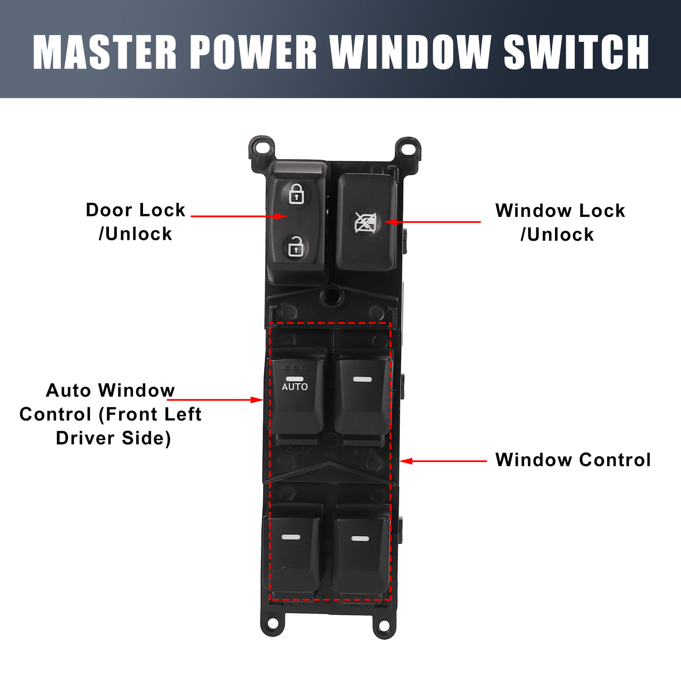 X AUTOHAUX Master Driver Side Power Window Switch 93570-1W155 Replacement for Kia Rio 2012-2015
