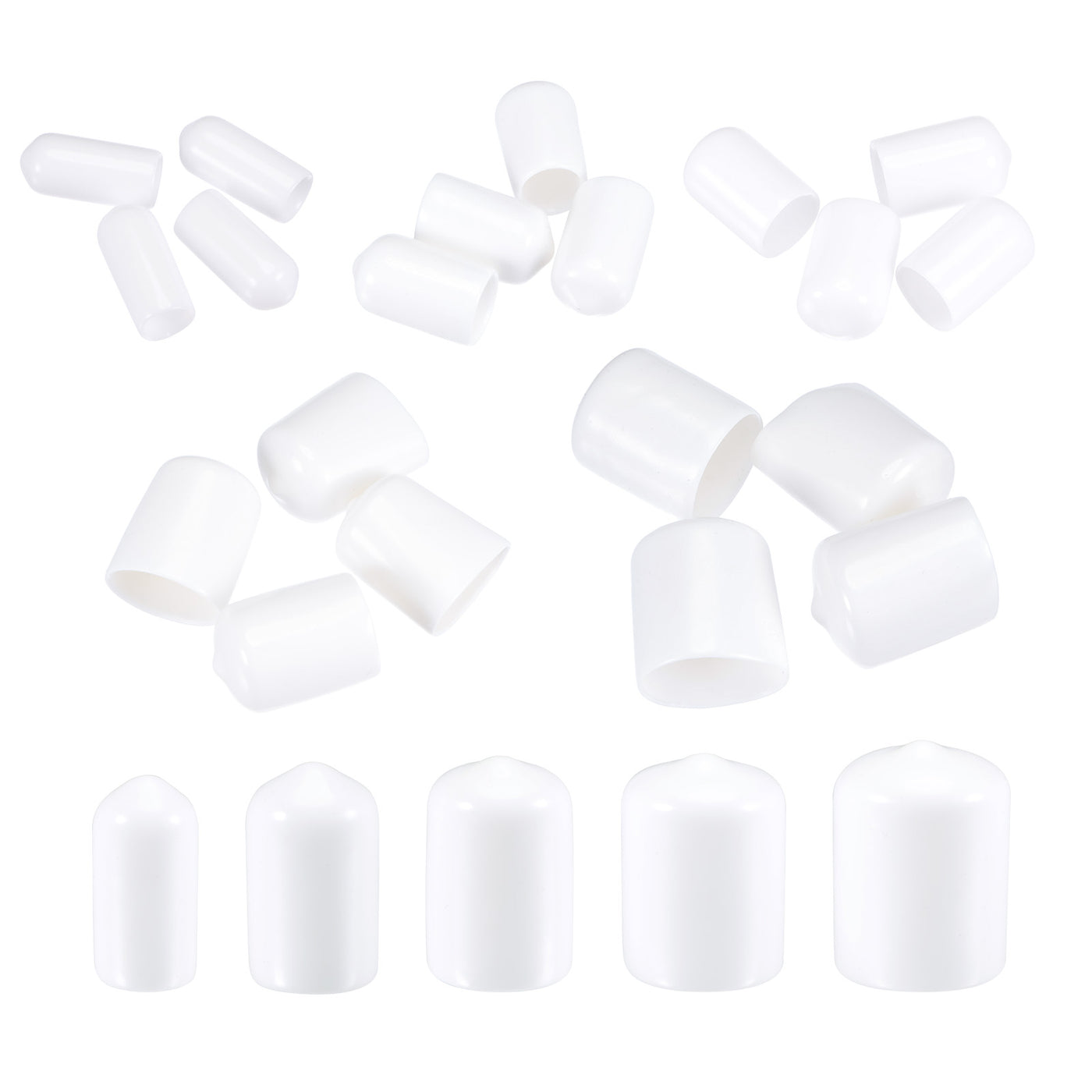 Harfington 50pcs Round End Caps Rubber Cover 1/4" 3/8" 1/2" 3/4" 7/8" White Screw Protector