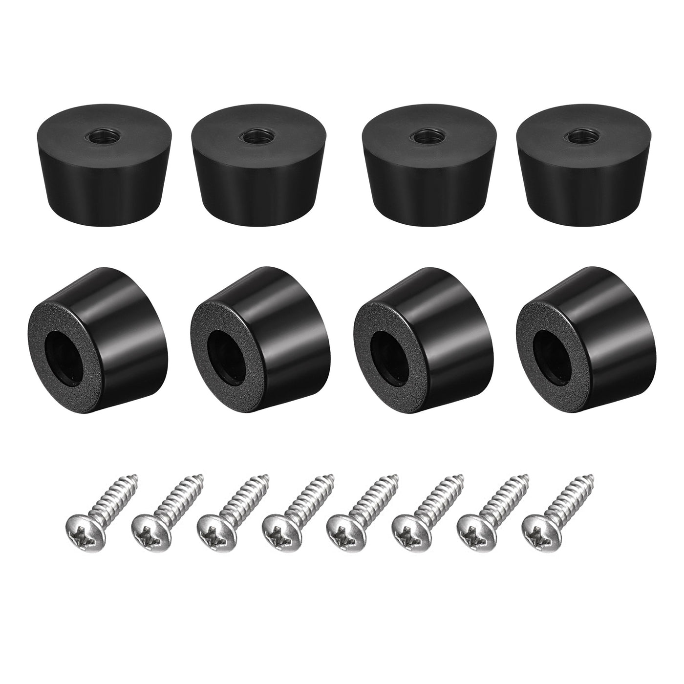uxcell Uxcell 25mm W x 13mm H Round Rubber Bumper Feet, Stainless Steel Screws and Washer 8pcs