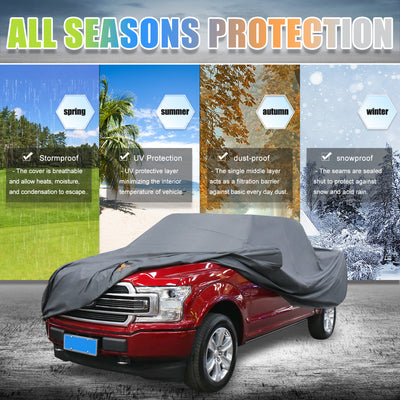 Harfington Pickup Truck Cover for Ford F350 Extended Cab Pickup 4 Door Long Bed 2008-2021 Outdoor Waterproof Sun Rain Dust Wind Snow Protection PEVA with Driver Door Zipper Gray