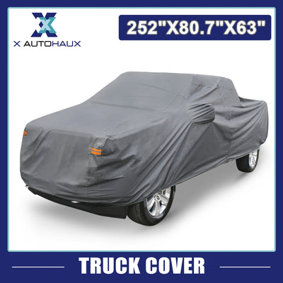 Harfington Pickup Truck Car Cover for Ford F350 Crew Cab Short Bed 4 Door 08-21 for Ford f150 Extended Cab 8ft Bed 4 Door 04-21 Waterproof Sun  Protection PEVA with Driver Door Zipper Gray