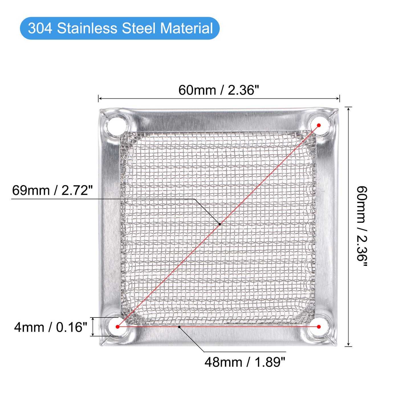 Harfington 60mm Computer Fan Filter Grills Stainless Steel Mesh Dustproof Case Cover for Computers, Pack of 4