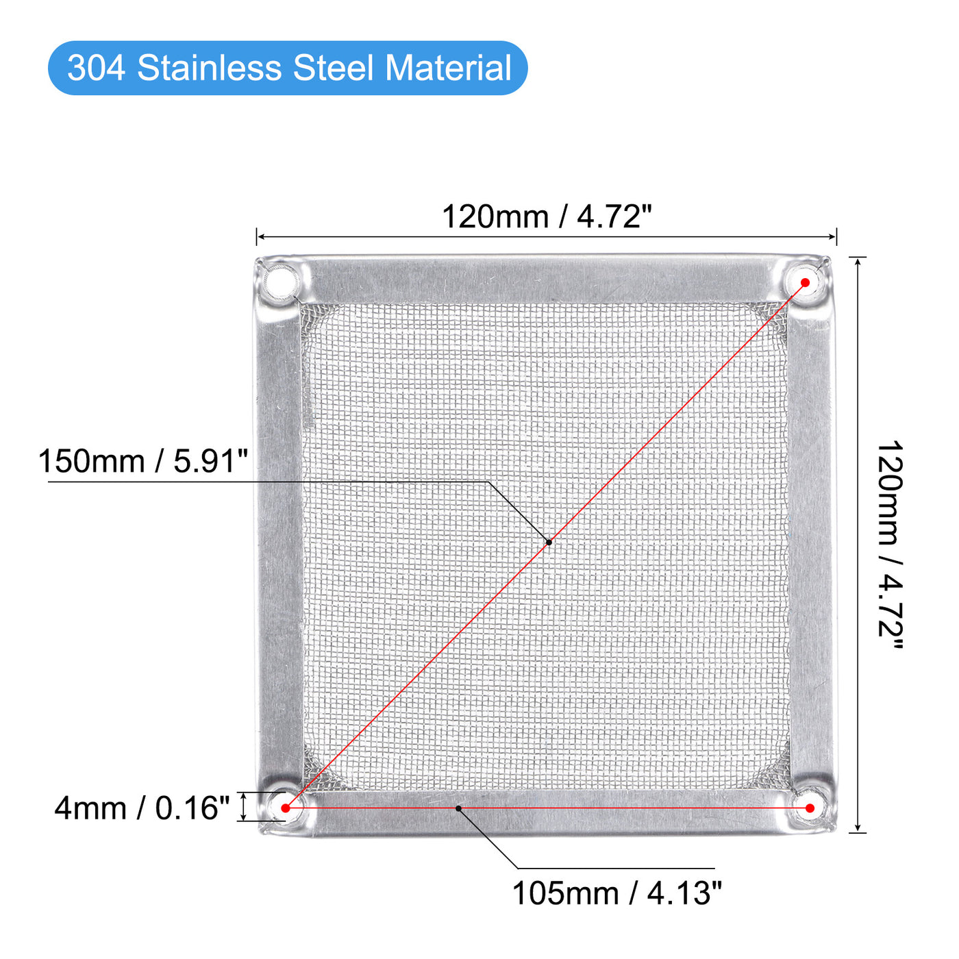 Harfington 120mm Computer Fan Filter Grills Stainless Steel Mesh Dustproof Case Cover for Computers, Pack of 2