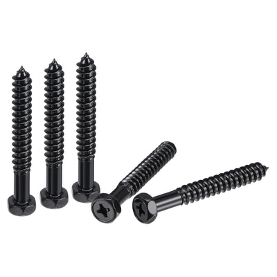 uxcell Uxcell Hex Lag Screws 5/16" x 2-1/2" Carbon Steel Half Thread Self-Tapping 10pcs