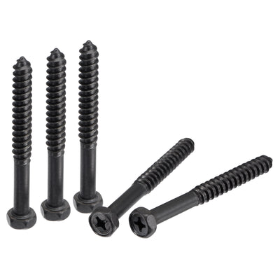 uxcell Uxcell Hex Lag Screws 5/16" x 3" Carbon Steel Half Thread Self-Tapping 10pcs