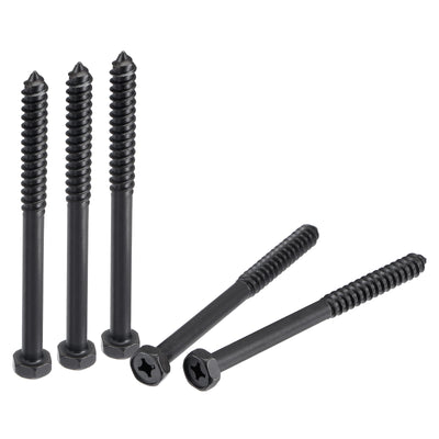 uxcell Uxcell Hex Lag Screws 5/16" x 4" Carbon Steel Half Thread Self-Tapping 5pcs