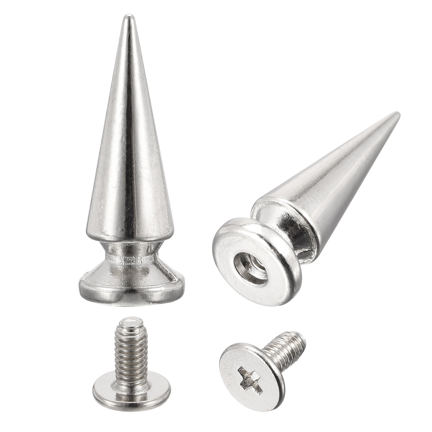 uxcell Uxcell 10x26mm Screw Back Stud Rivets Spikes Zinc Alloy for DIY Silver Tone 50 Sets